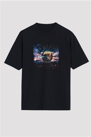 Eric Prydz Baskılı Unisex Oversize Siyah Tişört
