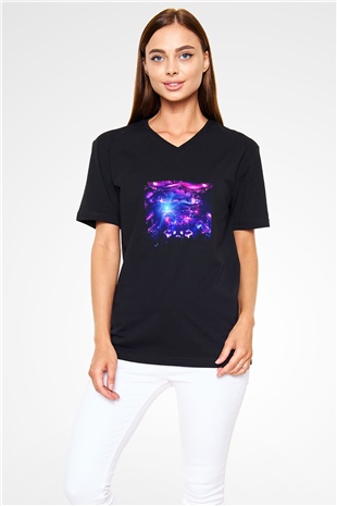 Eric Prydz Baskılı Unisex Siyah V Yaka Tişört