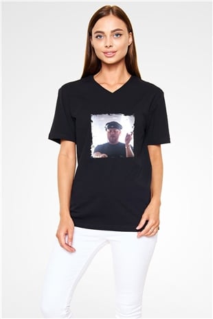 Eric Prydz Baskılı Unisex Siyah V Yaka Tişört