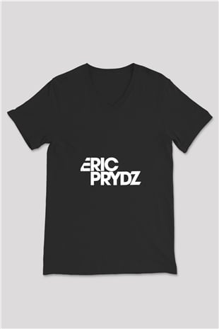 Eric Prydz Baskılı Unisex Siyah V Yaka Tişört