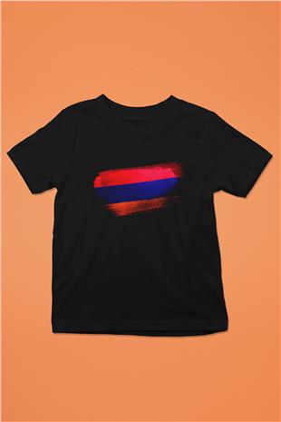 Ermenistan - Armenia Bayrağı Baskılı Unisex Siyah Çocuk Tişörtü