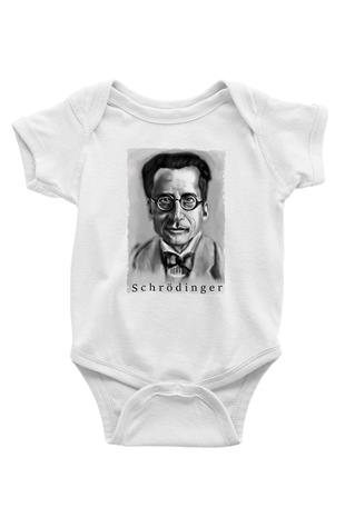 Erwin Schrödinger Baskılı Beyaz Bebek Body - Zıbın