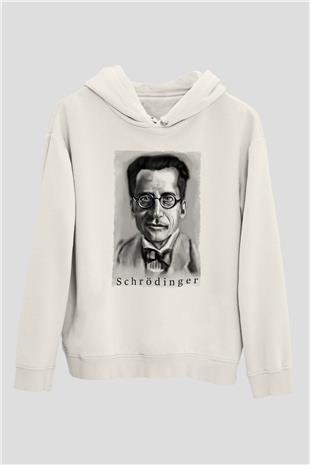 Erwin Schrödinger Baskılı Unisex Ekru Hoodie