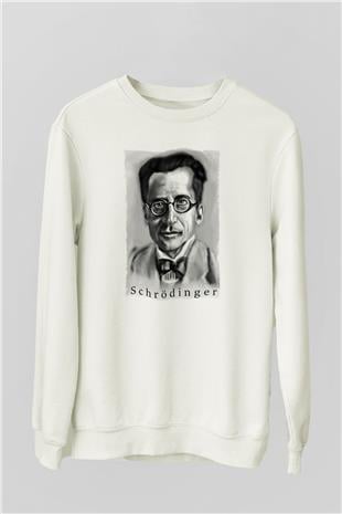 Erwin Schrödinger Baskılı Unisex Ekru Sweatshirt