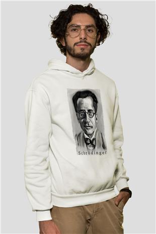 Erwin Schrödinger Baskılı Unisex Ekru Hoodie