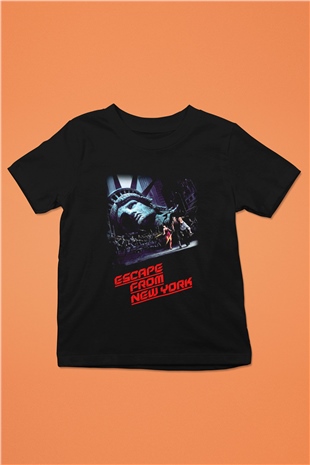 Escape from New York Baskılı Siyah Unisex Çocuk Tişört