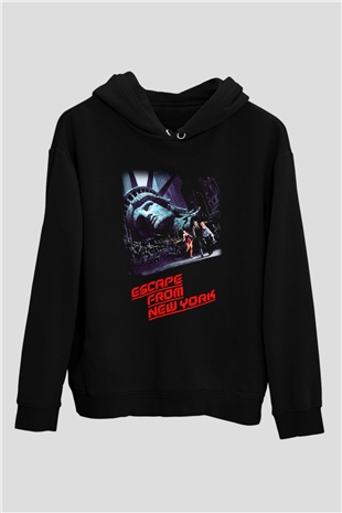 Escape from New York Siyah Unisex Kapüşonlu Sweatshirt