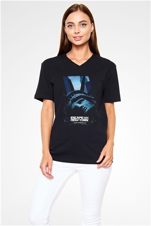Escape from New York Siyah Unisex  V Yaka Tişört