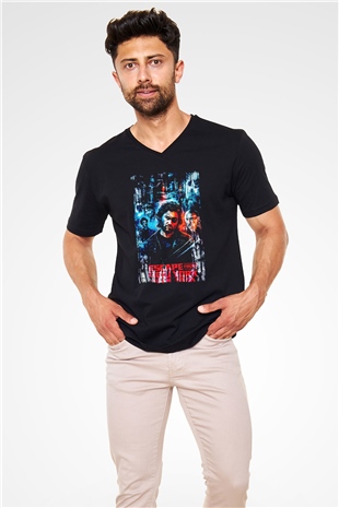 Escape from New York Siyah Unisex  V Yaka Tişört