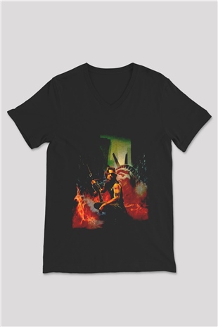 Escape from New York Siyah Unisex  V Yaka Tişört