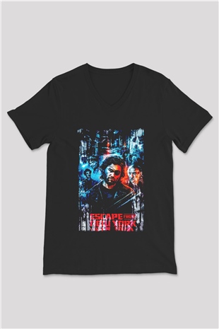 Escape from New York Siyah Unisex  V Yaka Tişört