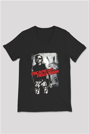 Escape from New York Siyah Unisex  V Yaka Tişört