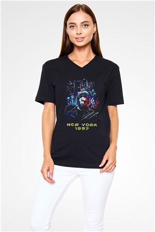 Escape from New York Siyah Unisex  V Yaka Tişört