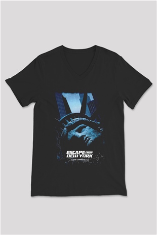 Escape from New York Siyah Unisex  V Yaka Tişört