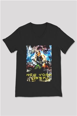 Escape from New York Siyah Unisex  V Yaka Tişört