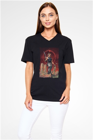 Escape from New York Siyah Unisex  V Yaka Tişört