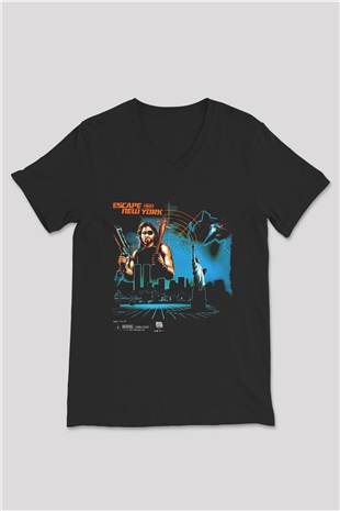 Escape from New York Siyah Unisex  V Yaka Tişört