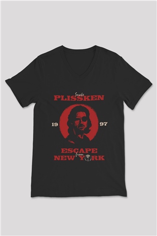Escape from New York Siyah Unisex  V Yaka Tişört