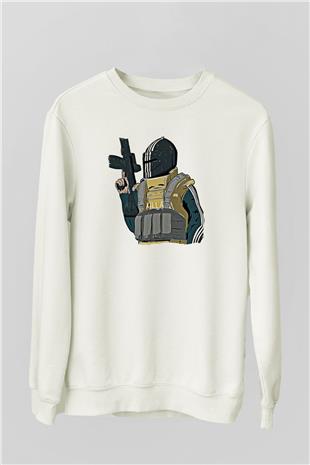 Escape From Tarkov Baskılı Beyaz Unisex Sweatshirt