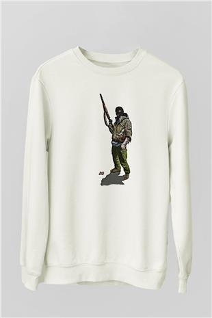 Escape From Tarkov Baskılı Beyaz Unisex Sweatshirt