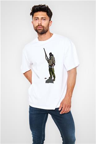 Escape From Tarkov Baskılı Beyaz Unisex Oversize Tişört - Tshirt