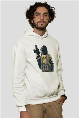 Escape From Tarkov Baskılı Beyaz Unisex Kapüşonlu Sweatshirt