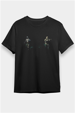 Escape From Tarkov Baskılı Unisex Siyah Tişört - Tshirt