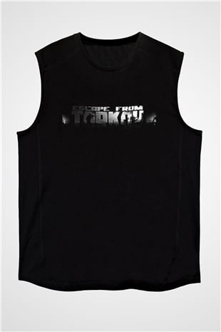 Escape From Tarkov Baskılı Unisex Siyah Kolsuz Tişört - Tshirt