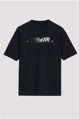 Escape From Tarkov Baskılı Unisex Siyah Oversize Tişört - Tshirt