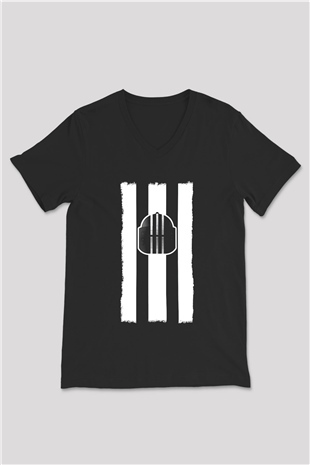 Escape From Tarkov Baskılı Unisex Siyah V Yaka Tişört - Tshirt