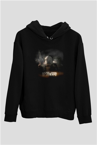Escape From Tarkov Baskılı Unisex Siyah Kapüşonlu Sweatshirt