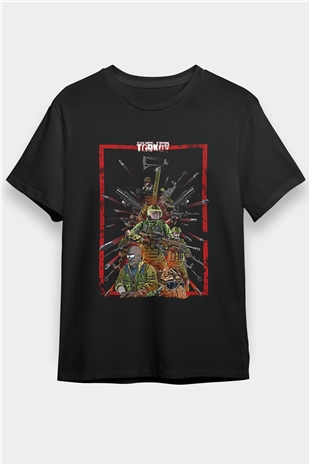Escape From Tarkov Baskılı Unisex Siyah Tişört - Tshirt