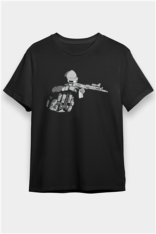 Escape From Tarkov Baskılı Unisex Siyah Tişört - Tshirt