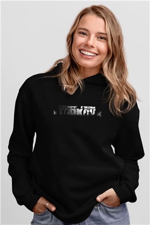 Escape From Tarkov Baskılı Unisex Siyah Kapüşonlu Sweatshirt