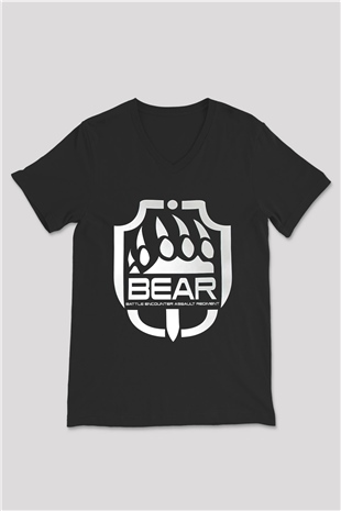 Escape From Tarkov Baskılı Unisex Siyah V Yaka Tişört - Tshirt