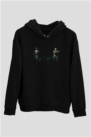 Escape From Tarkov Baskılı Unisex Siyah Kapüşonlu Sweatshirt