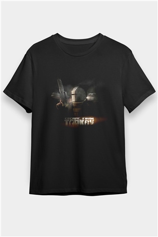 Escape From Tarkov Baskılı Unisex Siyah Tişört - Tshirt