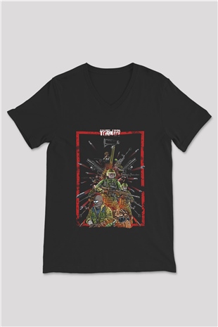 Escape From Tarkov Baskılı Unisex Siyah V Yaka Tişört - Tshirt