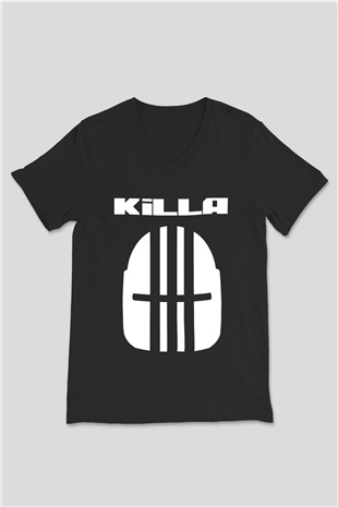 Escape From Tarkov Baskılı Unisex Siyah V Yaka Tişört - Tshirt