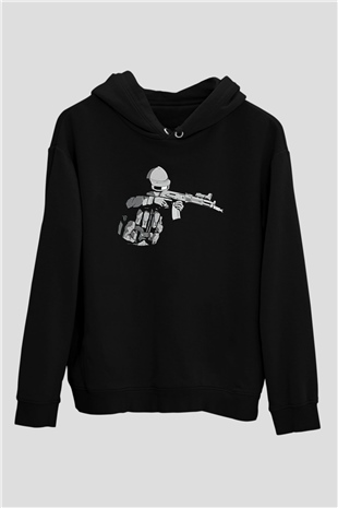 Escape From Tarkov Baskılı Unisex Siyah Kapüşonlu Sweatshirt
