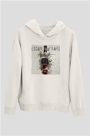 Escape the fate Baskılı Beyaz Unisex Kapüşonlu Sweatshirt