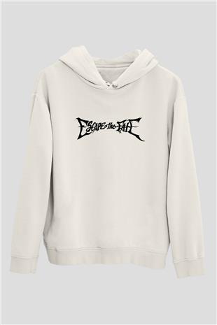 Escape the fate Baskılı Beyaz Unisex Kapüşonlu Sweatshirt