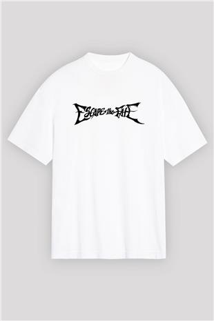 Escape the fate Baskılı Beyaz Unisex Oversize Tişört - Tshirt
