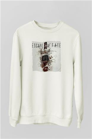 Escape the fate Baskılı Beyaz Unisex Sweatshirt