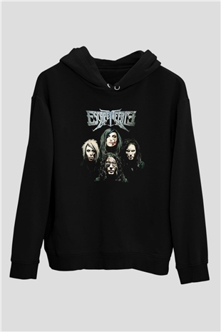Escape the fate Baskılı Unisex Siyah Kapüşonlu Sweatshirt