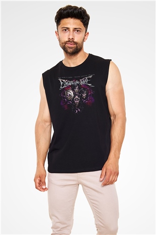 Escape the fate Baskılı Unisex Siyah Kolsuz Tişört - Tshirt