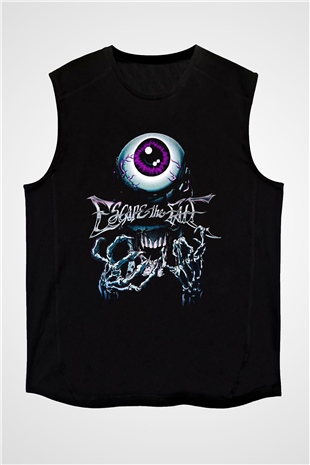 Escape the fate Baskılı Unisex Siyah Kolsuz Tişört - Tshirt