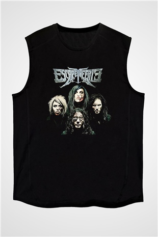 Escape the fate Baskılı Unisex Siyah Kolsuz Tişört - Tshirt