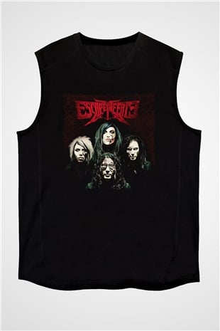 Escape the fate Baskılı Unisex Siyah Kolsuz Tişört - Tshirt