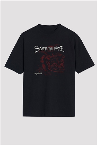 Escape The Fate Baskılı Unisex Siyah Oversize Tişört